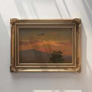 Paisagem ao pôr do sol, Hudson, Nova York (1870) por Frederic Edwin Church | Impressão de arte vintage, pintura a óleo antiga | Download digital