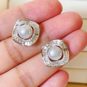 Freshwater Pearl Stud Earrings | 18K Gold & Sterling Silver Earrings | Dainty Pearl Jewelry for Everyday Wear | Gift for Her