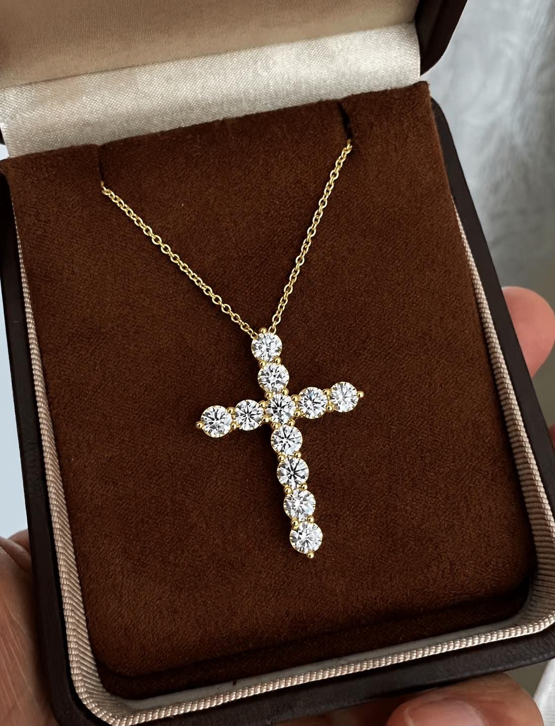 Diamond Cross Necklace - Etsy