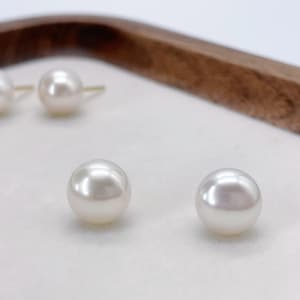 Natural Pearl Earrings, Minimalist Freshwater Pearl Studs, 14K Gold Sterling Silver Pearl Earrings, Classic Pearl Earrings For Everyday