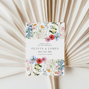 Wildflower Wedding Invitation Template, Floral Wedding Invite, Editable Wedding Evite, Rustic Wedding Invitation, Canva Template image 6