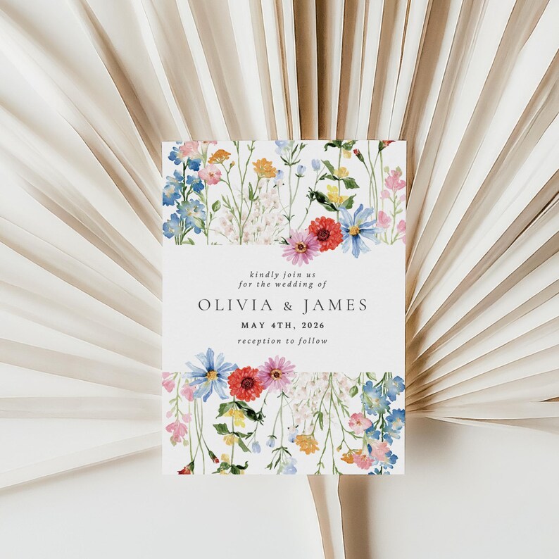 Wildflower Wedding Invitation Template, Floral Wedding Invite, Editable Wedding Evite, Rustic Wedding Invitation, Canva Template image 6