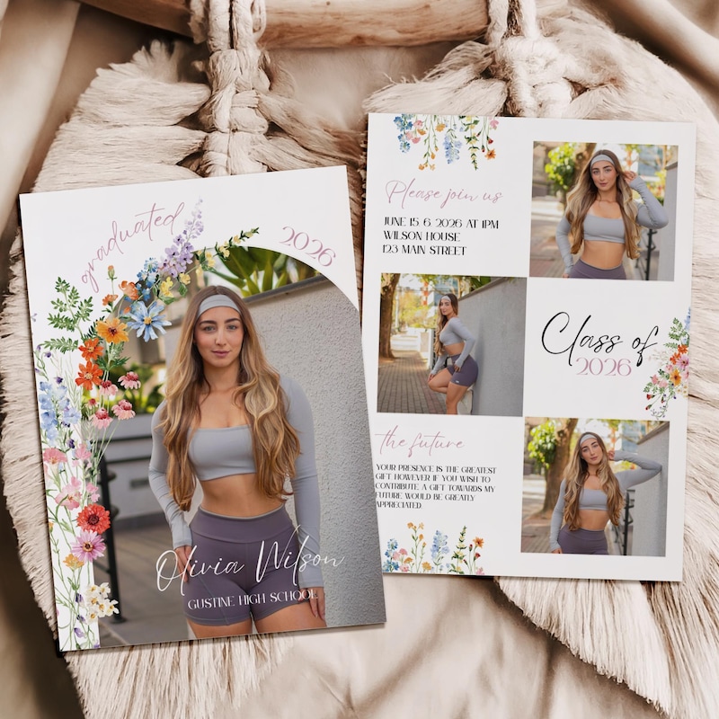 Grad Card Front Layout Front and Back Graduation Announcement - Etsy