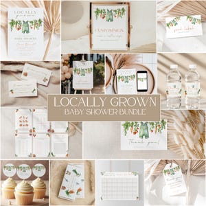 Locally Grown Baby Shower Invitation, Locally Grown Baby Shower Games, Locally Grown Invite, Farmers Market Shower Invitation Bundle, CT03