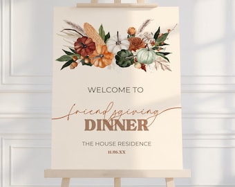 Editable Thanksgiving Welcome Sign Template, Friendsgiving Welcome Sign, Fall Welcome Sign, Dinner Party Decor Welcome Sign, Canva Template