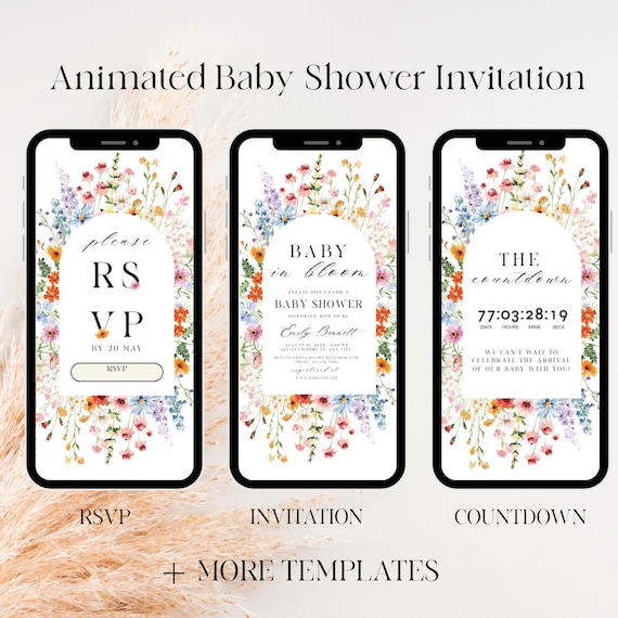 Baby In Bloom Invitation Template, Digital Baby In Bloom Invite, Baby In Bloom Canva Website, Digital Download