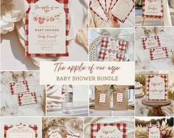 The Apple of Our Eye Baby Shower Bundle, Apple Orchard Baby Shower Decorations, Fall Baby Shower Decor, Baby Shower Games, Canva Templates