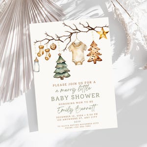 Christmas Baby Shower Invitation, Merry Little Baby Shower Invitation,Gender Neutral Baby Shower Invite, Winter Baby Shower