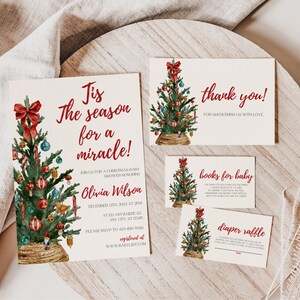 Christmas Baby Shower Invitation Bundle, Christmas Tree Baby Shower  Invite, Holiday  Baby Shower Invitation, Winter Baby Shower Invite