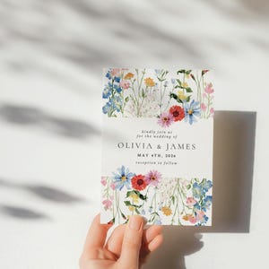 Wildflower Wedding Invitation Template, Floral Wedding Invite, Editable Wedding Evite, Rustic Wedding Invitation, Canva Template image 5