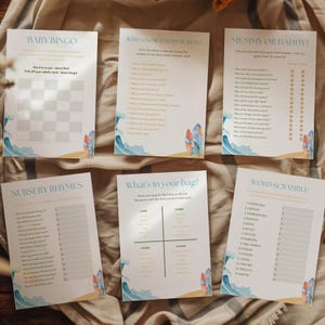 Baby on Board Baby Shower Games Bundle, Editable Surf Beach Activities, Printable Decorations for Parties, Baby on Board invite