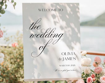Editable Elegant Minimalist Wedding Welcome Sign Template, Printable Welcome Wedding Sign, Canva Template, Digital Download