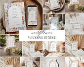 Editable Wildflower Wedding Bundle, Printable Wedding Templates, Wedding Alphabetical Seating Chart, Wedding Invitation Set