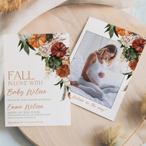 Fall in Love Baby Shower Invitation, Fall Baby Shower Invitation, Fall Baby Shower Invites, Instant Download, Baby Shower, Canva Template