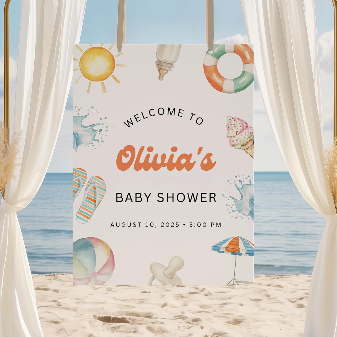 Welcome Splash Text Splish Splash Baby Shower Welcome Sign Template, Gender Neutral Pool ...