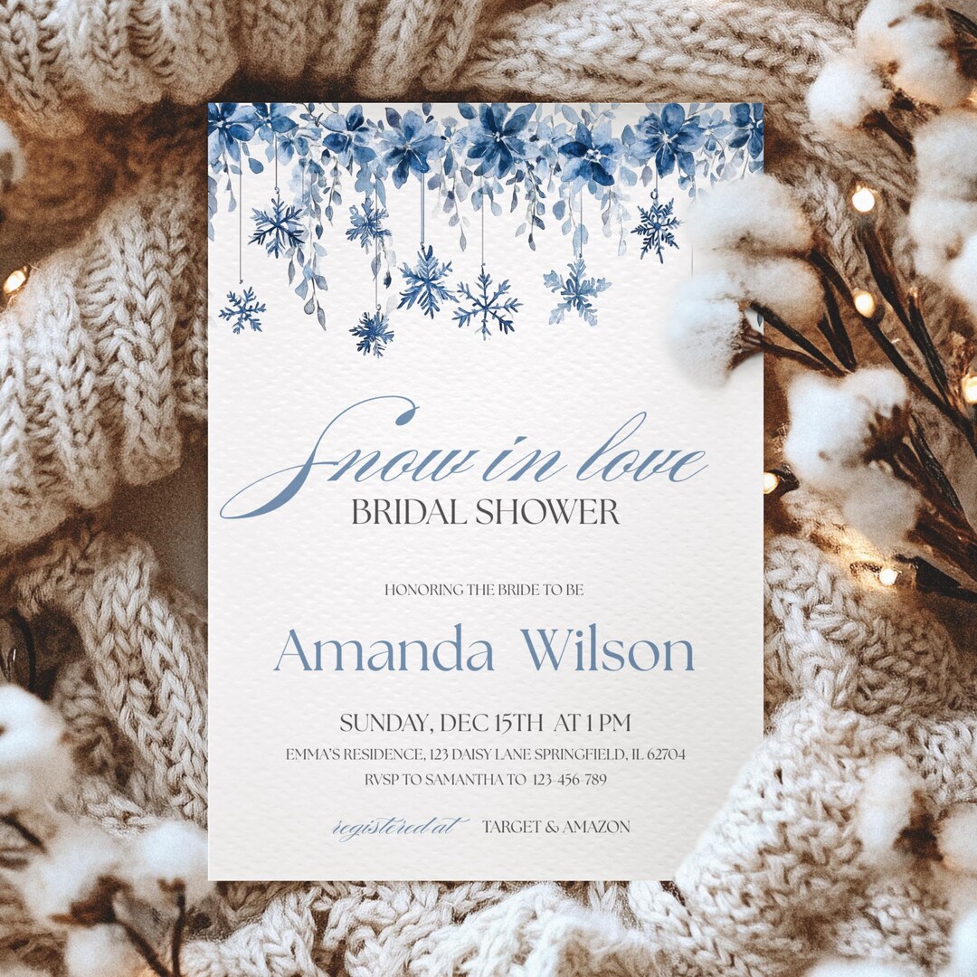 Editable Snow in Love Bridal Shower Invitation, Christmas Bridal Shower ...