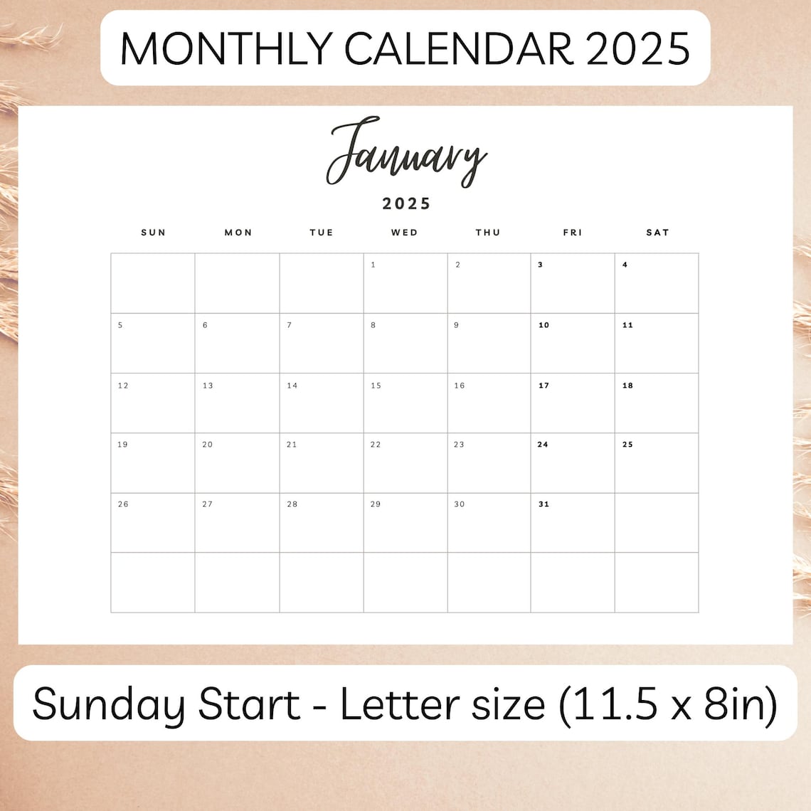 2025 Kalender - 2025 Monatskalender - 2025 Monatsplaner - 2025