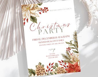 Christmas Party Invitation, Holiday Party Invitation Template,Editable Christmas Invitation,Merry Christmas,Holiday Christmas Party Invite