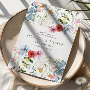 Wildflower Wedding Invitation Template, Floral Wedding Invite, Editable Wedding Evite, Rustic Wedding Invitation, Canva Template image 2
