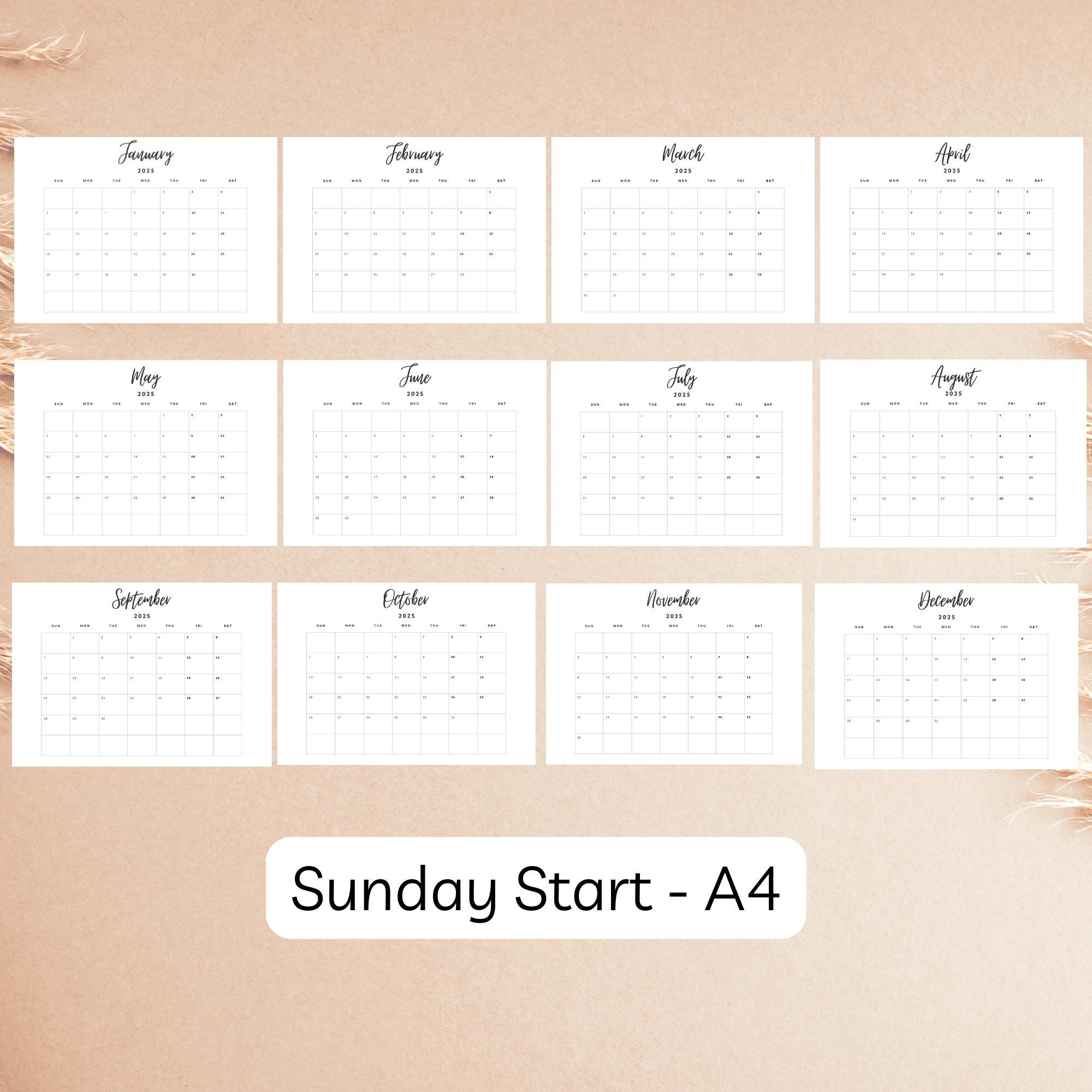  2025 Kalender - 2025 Monatskalender - 2025 Monatsplaner - 2025 Motiv 