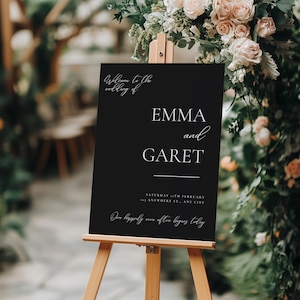 Wedding  Black and White Wedding Sign, Minimalist Wedding Welcome Sign, Black and White Elegant Welcome Sign, Wedding Welcome Poster, Canva
