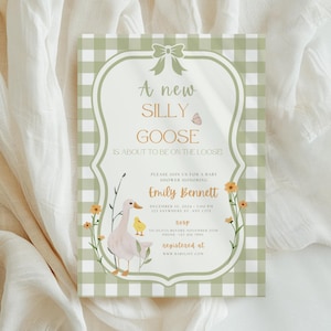 Editable Silly Goose Baby Shower Invitation Template, Mother Goose and Gosling Baby Shower, Gender Neutral Baby Shower Invite, Evite