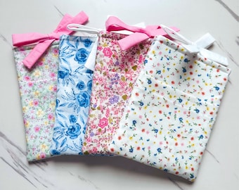 Handmade Floral Book Sleeve with Pocket & Tie Closure