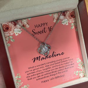Happy Sweet 16th, Madeline: kettingcadeau met oprechte bedankkaart