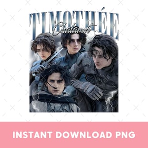 Timothée Chalamet Bootleg PNG, Dune Inspired Retro Shirt Design, High-Quality Fan Art Download, Vintage Style Sublimation File