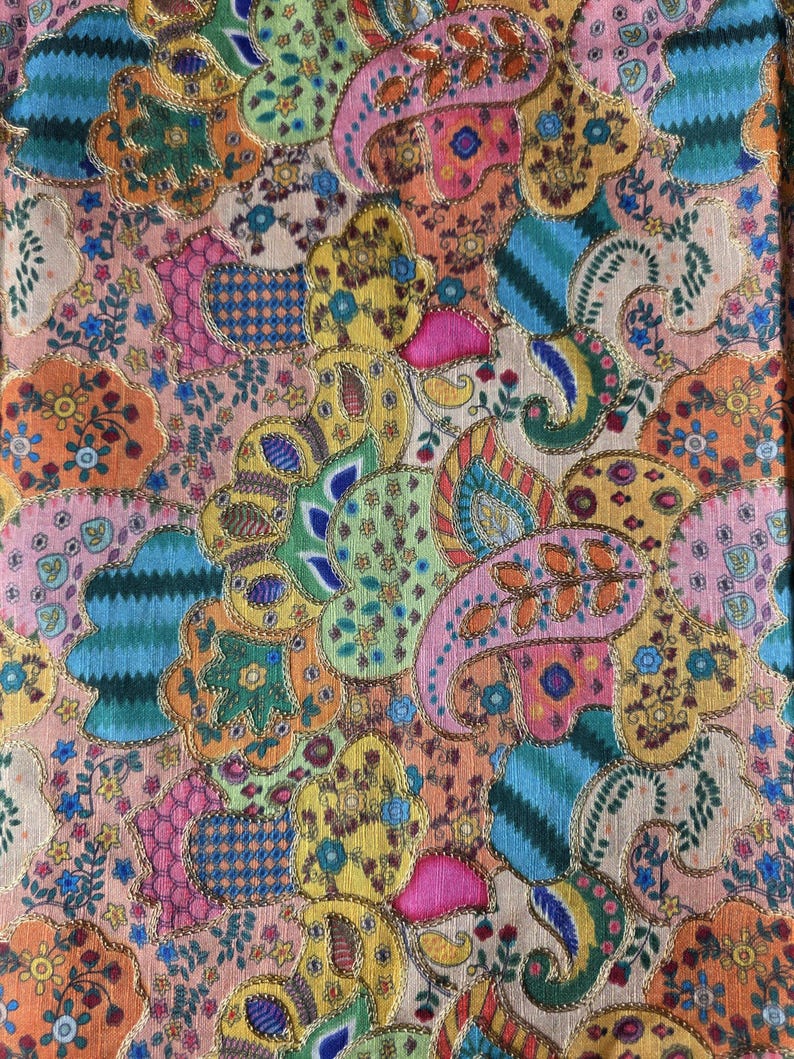 Patchwork Embroidered Table Runner, Handmade Boho Floral Home Decor, Eclectic Artisan Multi-Color Textile image 13