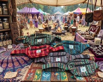 Himalaya Baumwolle Hüfttasche, Boho Festival Bauchtasche, Hippie Taille Tasche, Tribal Reisetasche