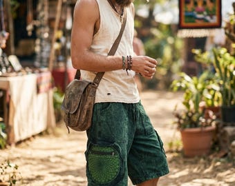 Mandala Print Cargo Shorts, Unisex Boho Hippie Festival Böden, erdige Baumwolle Shorts