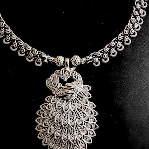 Vintage design handmade antique silver colour Indian tribal pendant necklace with fabulous hanging pendant customized tribal jewelry
