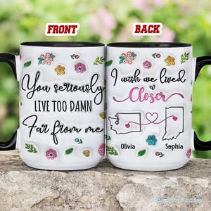 Long Distance Friend Mug, Personalized Long Distance Friend Gift for Best Friends Birthday Gifts, Custom Bestie Friendship Coffee Cup