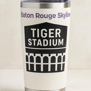 Tiger Stadium Tumbler: Baton Rouge Skyline 20oz Stainless Steel Travel Mug