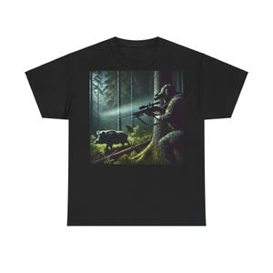 Night Hunting, Wild Boar Hunting Shirt, Hunter Gift, Nature Lover, Outdoor Hobby T-Shirt, Wildlife, Wild, Forest, Adventure, Rifle, Passion,