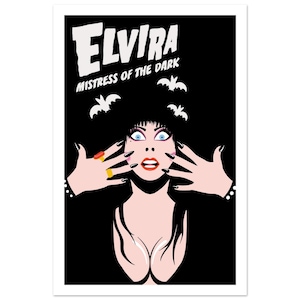 Elvira Mistress of the Dark Poster | Horror Hostess Art Print | Camp Cinema & Gothic Wall Decor