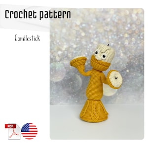 Patrón de candelabro a crochet. Patrón de muñeco amigurumi. Patrón de muñeco a crochet