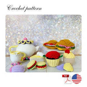 Fairytale Tea Party Häkelanleitung: Teekanne, Cupcake, Macaron (PDF-Muster)