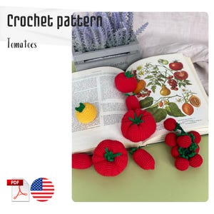 Tomatoes crochet pattern. Vegetables crochet pattern. Amigurumi vegetables pattern