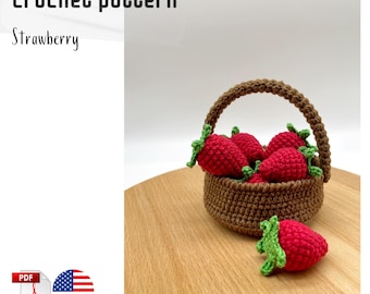 Crochet Strawberry Basket Pattern: Amigurumi Fruits (PDF Pattern)