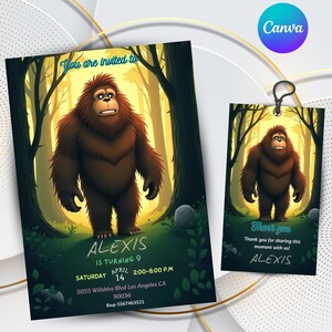 bigfoot birthday invitation bigfoot party invitation bigfoot party digital customizable and printable invitation in canva