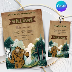 bigfoot birthday invitation bigfoot party invitation bigfoot party digital customizable and printable invitation in canva