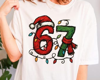 Six Seven Christmas Shirt, Viral 6 7 Meme Tee, Funny 67 Six Seven Meme Christmas Shirt, Meme Graphic Shirt, Funny Santa Says Six Seven Shirt