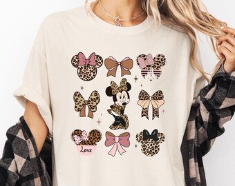 Comfort Colors Minnie Mouse Leopard Print Shirt, Disney Family Christmas Gift