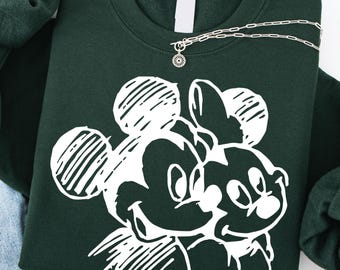 Mickey Minnie Sketch Sweatshirt, Disney Mickey Minnie Shirt, Disney Family Vacation, Disney Family Shirts, Matching Couple Gift