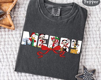 Disney Christmas Comfort Colors Tee, Mickey & Friends Holiday Shirt