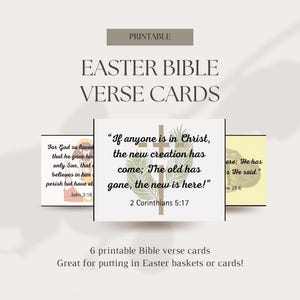 Cartões de versículos bíblicos de Páscoa para impressão, cartões de escritura para cesta de Páscoa, presente de Páscoa cristão, download digital
