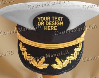 Custom Captain Ship Yacht Admiral Commander Skipper Hat, Gift For Boat Owner Cap, Personalize Hat