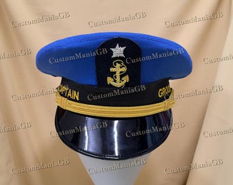 Custom Captain Hat Groom Gift – Personalized Skipper Hat with Anchor – Nautical Wedding, Bachelor Party, Yacht or Boating Accessory